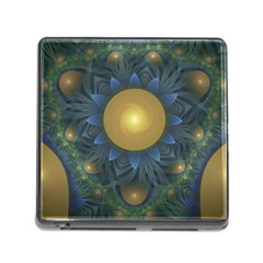 Beautiful Orange & Blue Fractal Sunflower Of Egypt Memory Card Reader (square) by jayaprime