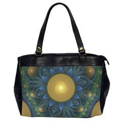 Beautiful Orange & Blue Fractal Sunflower Of Egypt Office Handbags (2 Sides)  by jayaprime