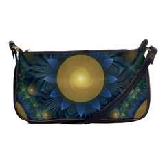 Beautiful Orange & Blue Fractal Sunflower Of Egypt Shoulder Clutch Bags by jayaprime