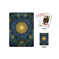 Beautiful Orange & Blue Fractal Sunflower Of Egypt Playing Cards (mini)  by jayaprime