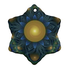 Beautiful Orange & Blue Fractal Sunflower Of Egypt Ornament (snowflake) by jayaprime