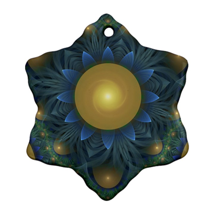 Beautiful Orange & Blue Fractal Sunflower of Egypt Ornament (Snowflake)