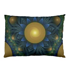 Beautiful Orange & Blue Fractal Sunflower Of Egypt Pillow Case (two Sides) by jayaprime