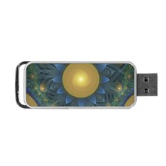 Beautiful Orange & Blue Fractal Sunflower Of Egypt Portable Usb Flash (one Side) by jayaprime