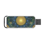 Beautiful Orange & Blue Fractal Sunflower of Egypt Portable USB Flash (One Side) Front