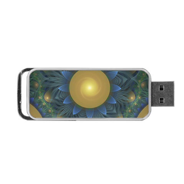 Beautiful Orange & Blue Fractal Sunflower of Egypt Portable USB Flash (One Side)