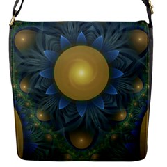 Beautiful Orange & Blue Fractal Sunflower Of Egypt Flap Messenger Bag (s) by jayaprime