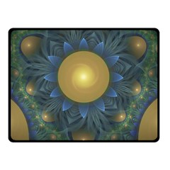 Beautiful Orange & Blue Fractal Sunflower Of Egypt Double Sided Fleece Blanket (small)  by jayaprime