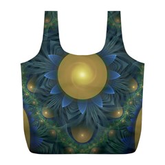 Beautiful Orange & Blue Fractal Sunflower Of Egypt Full Print Recycle Bags (l)  by jayaprime