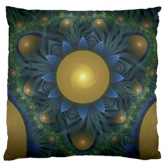 Beautiful Orange & Blue Fractal Sunflower Of Egypt Standard Flano Cushion Case (two Sides) by jayaprime