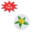 Yellow Flower With Leaves Photo 1  Mini Buttons (10 pack)  Front