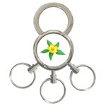 Yellow Flower With Leaves Photo 3-Ring Key Chains Front