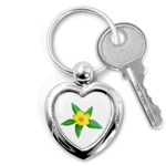 Yellow Flower With Leaves Photo Key Chains (Heart)  Front