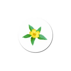 Yellow Flower With Leaves Photo Golf Ball Marker