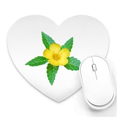 Yellow Flower With Leaves Photo Heart Mousepads by dflcprints