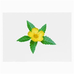 Yellow Flower With Leaves Photo Large Glasses Cloth (2-side) by dflcprints