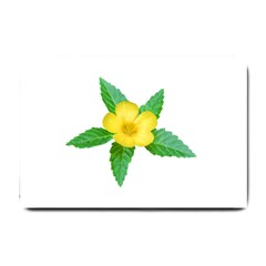 Yellow Flower With Leaves Photo Small Doormat  by dflcprints