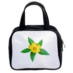 Yellow Flower With Leaves Photo Classic Handbags (2 Sides) Front