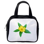 Yellow Flower With Leaves Photo Classic Handbags (2 Sides) Back