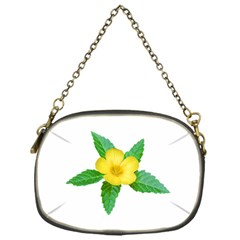 Yellow Flower With Leaves Photo Chain Purses (one Side)  by dflcprints