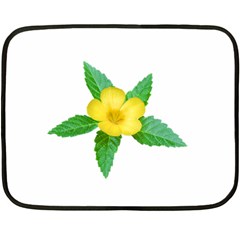 Yellow Flower With Leaves Photo Fleece Blanket (mini) by dflcprints