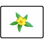 Yellow Flower With Leaves Photo Fleece Blanket (Large)  80 x60  Blanket Front