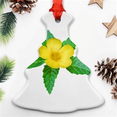 Yellow Flower With Leaves Photo Christmas Tree Ornament (two Sides)