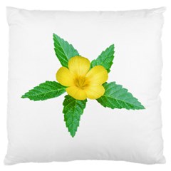 Yellow Flower With Leaves Photo Large Cushion Case (Two Sides)