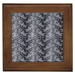 Black Floral Lace Pattern Framed Tiles