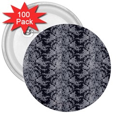 Black Floral Lace Pattern 3  Buttons (100 Pack)  by paulaoliveiradesign