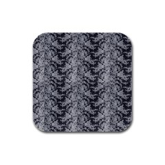 Black Floral Lace Pattern Rubber Square Coaster (4 Pack) 