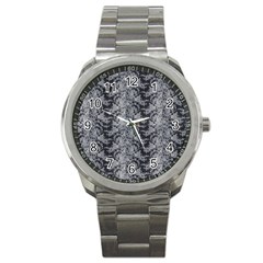 Black Floral Lace Pattern Sport Metal Watch