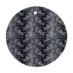 Black Floral Lace Pattern Round Ornament (two Sides) by paulaoliveiradesign