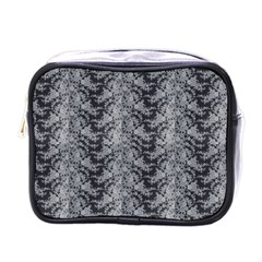 Black Floral Lace Pattern Mini Toiletries Bags by paulaoliveiradesign