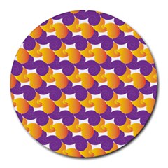 Purple And Yellow Abstract Pattern Round Mousepads