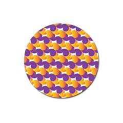 Purple And Yellow Abstract Pattern Magnet 3  (round)