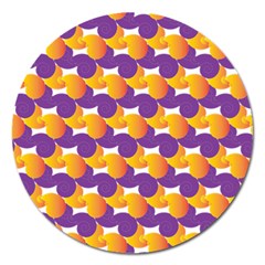 Purple And Yellow Abstract Pattern Magnet 5  (round)