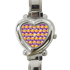 Purple And Yellow Abstract Pattern Heart Italian Charm Watch