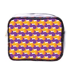 Purple And Yellow Abstract Pattern Mini Toiletries Bags by paulaoliveiradesign