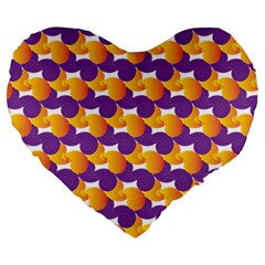 Purple And Yellow Abstract Pattern Large 19  Premium Heart Shape Cushions by paulaoliveiradesign