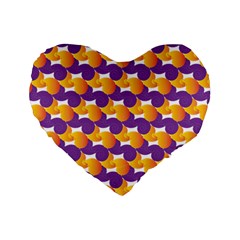 Purple And Yellow Abstract Pattern Standard 16  Premium Flano Heart Shape Cushions