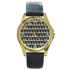 Colorful Pop Art Monkey pattern Round Gold Metal Watch