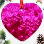 Hot Pink Floral Pattern Ornament (Heart) Front