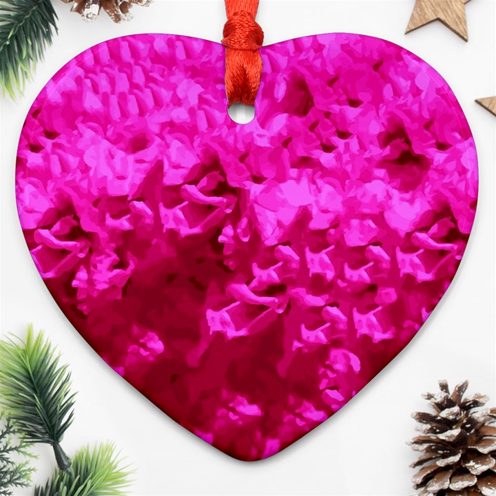 Hot Pink Floral Pattern Ornament (Heart)