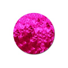 Hot Pink Floral Pattern Magnet 3  (round) by paulaoliveiradesign