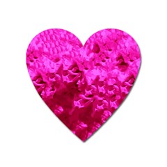 Hot Pink Floral Pattern Heart Magnet by paulaoliveiradesign