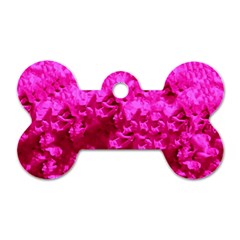 Hot Pink Floral Pattern Dog Tag Bone (one Side) by paulaoliveiradesign