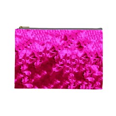 Hot Pink Floral Pattern Cosmetic Bag (large) 