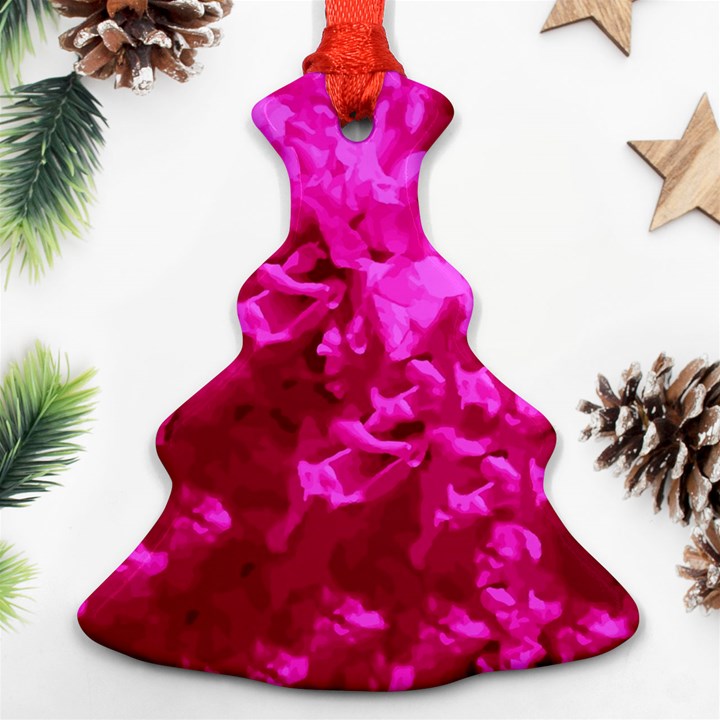 Hot Pink Floral Pattern Christmas Tree Ornament (Two Sides)