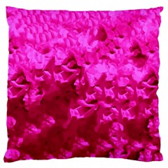 Hot Pink Floral Pattern Large Flano Cushion Case (one Side) by paulaoliveiradesign